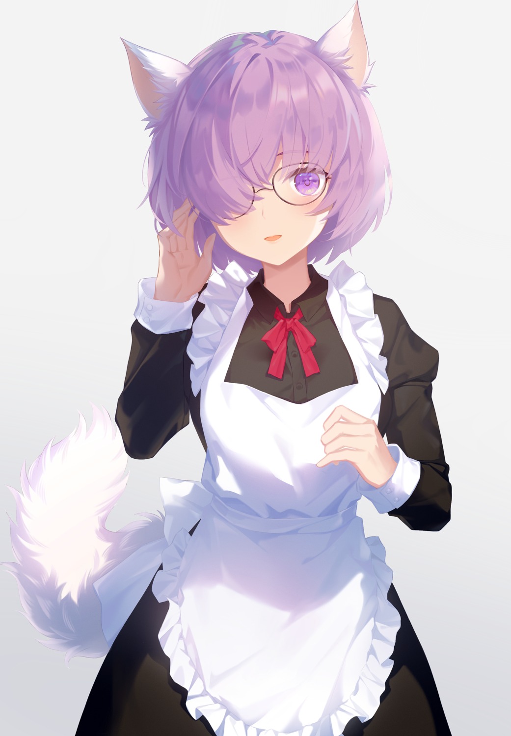 animal_ears fate/grand_order littleamber maid mash_kyrielight megane tail