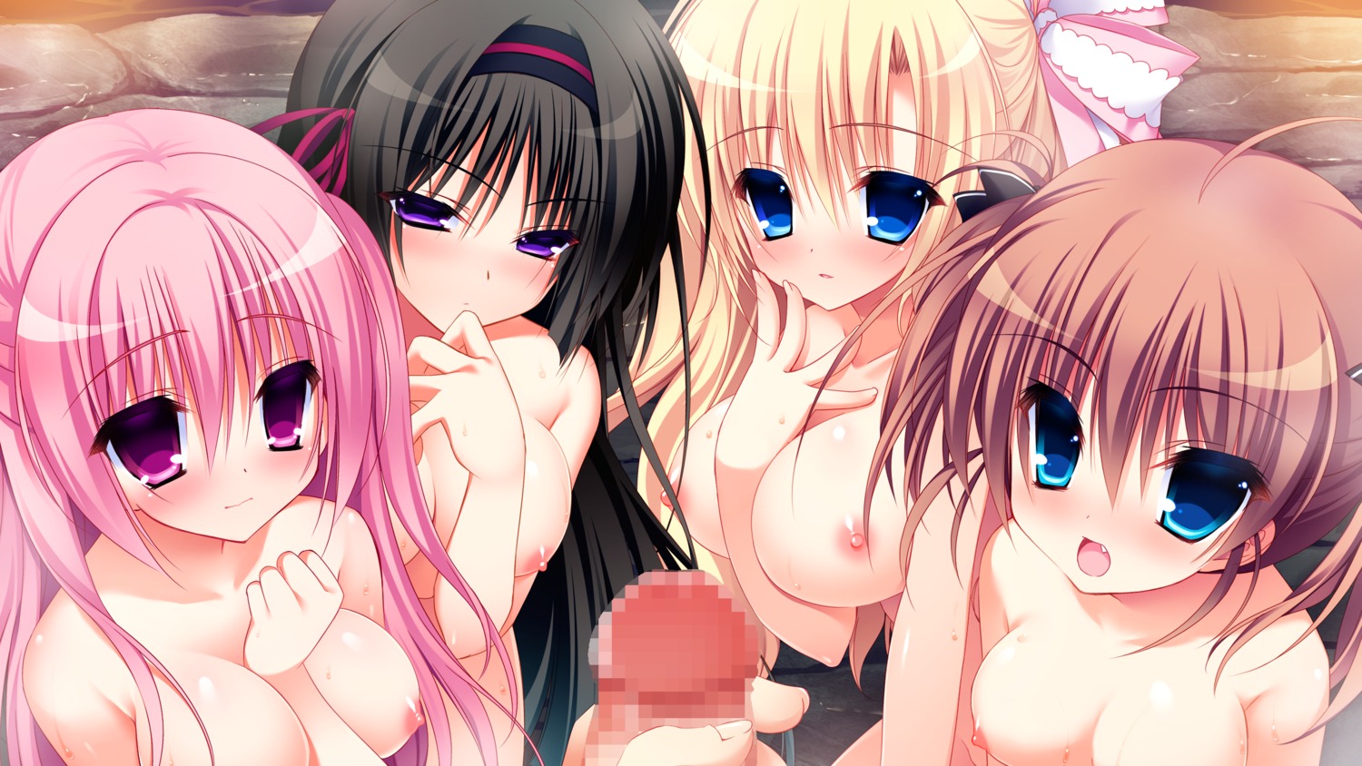 breast_hold censored front_wing game_cg hoshizuki_sora kanadome_miyako kuchifusa_yogiri mekami_suzu naked nanaca_mai nipples onsen penis pure_girl