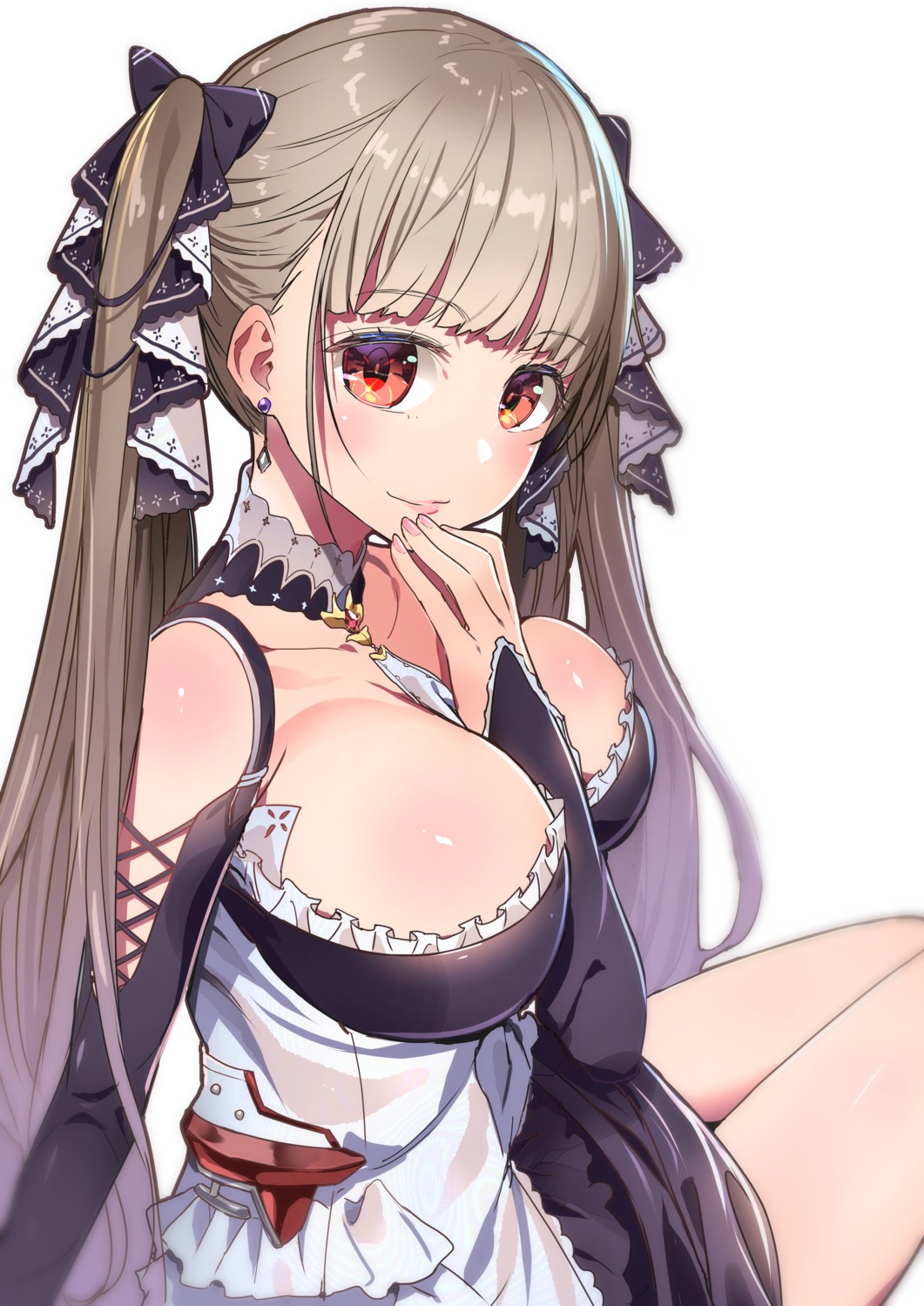 akechi_shizuku azur_lane breast_hold formidable_(azur_lane) gothic_lolita lolita_fashion no_bra skirt_lift