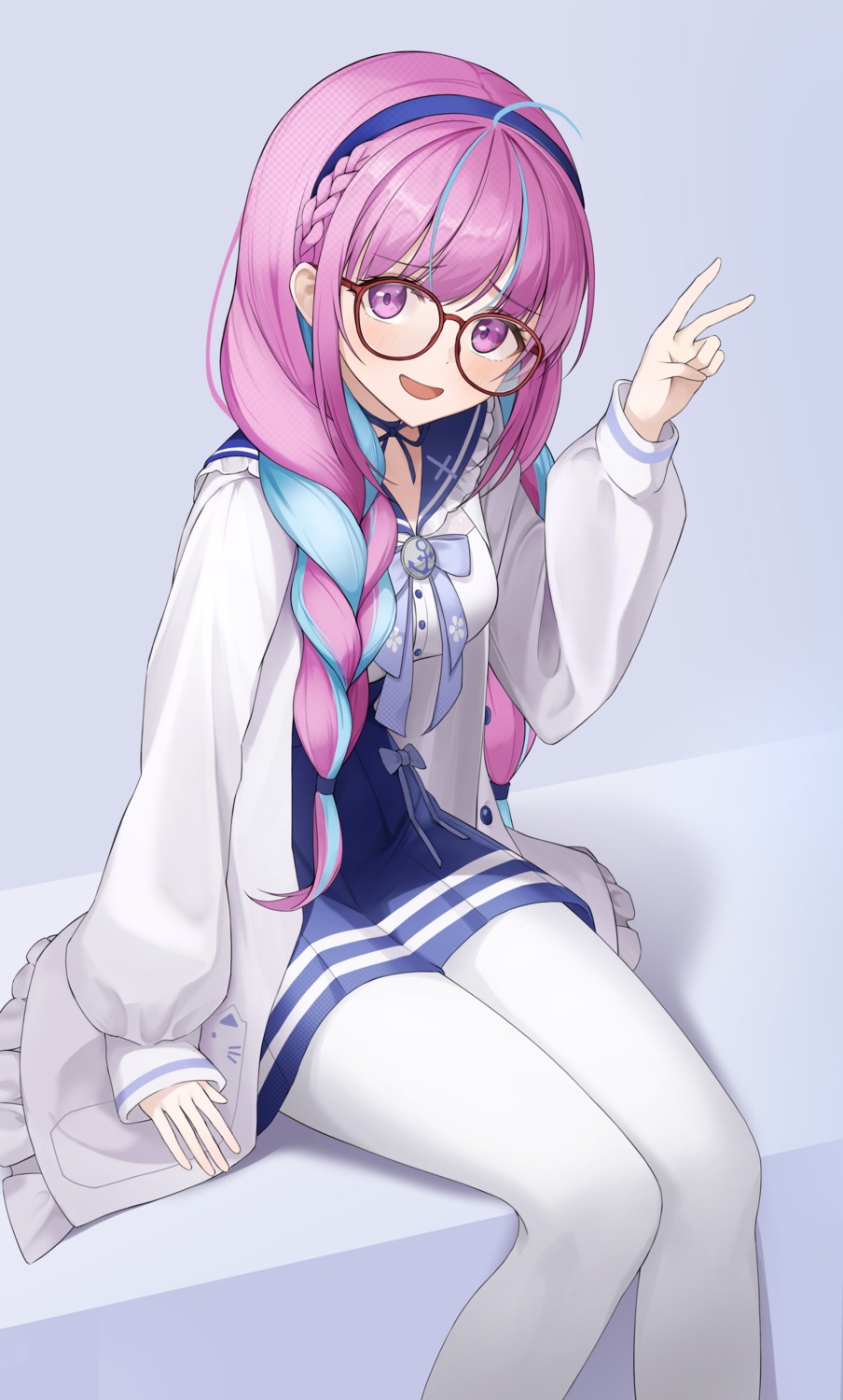 hololive masmas megane minato_aqua pantyhose seifuku