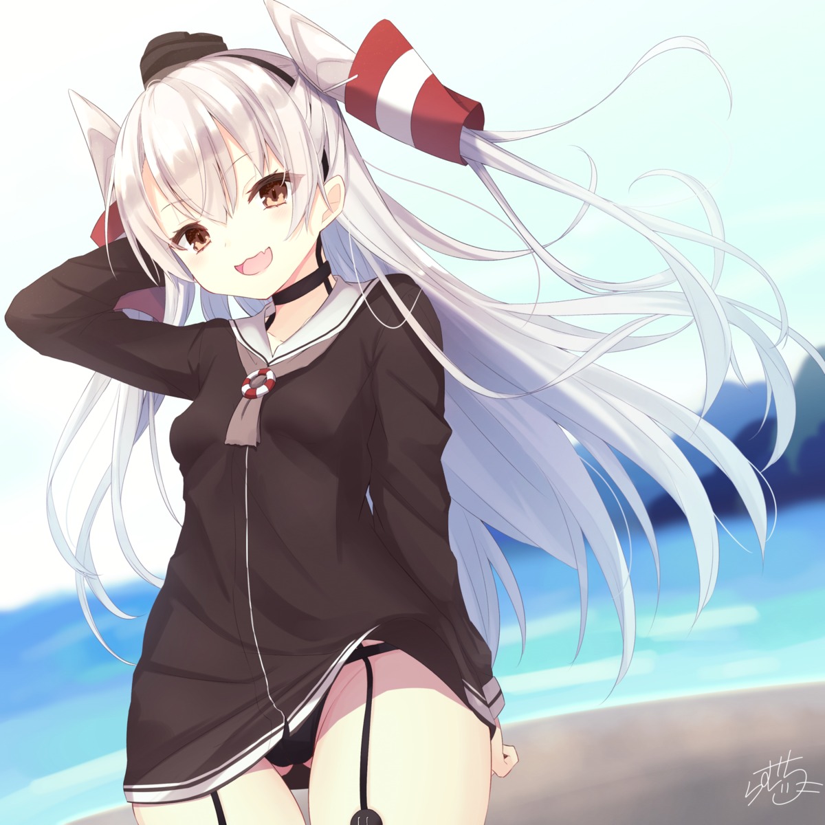 amatsukaze_(kancolle) kantai_collection pantsu ramchi seifuku skirt_lift