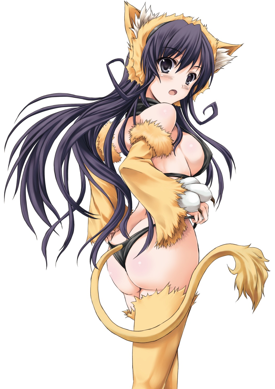 animal_ears ass erect_nipples katsura_kotonoha kazanagare nekomimi pantsu school_days tail thighhighs