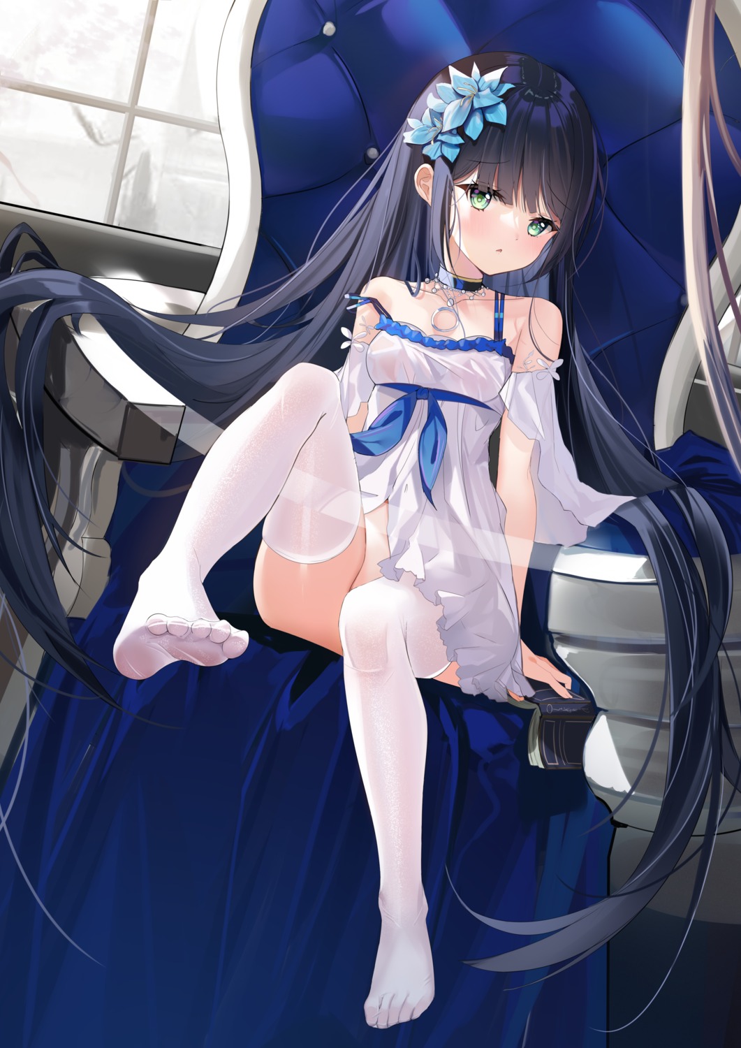 dress feet no_bra nopan see_through skirt_lift thighhighs zhongwu_chahui