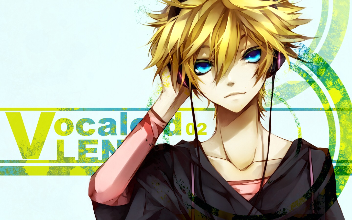 aoshiki headphones kagamine_len vocaloid