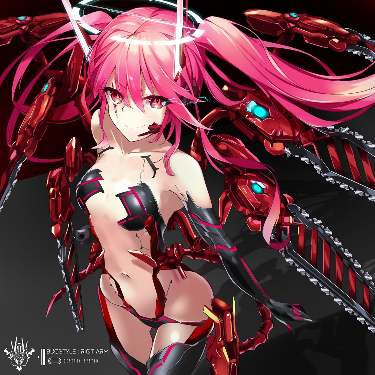 bikini_armor chainsaw grace_(sound_voltex) kie_(yospcd) mecha_musume sound_voltex tail thighhighs