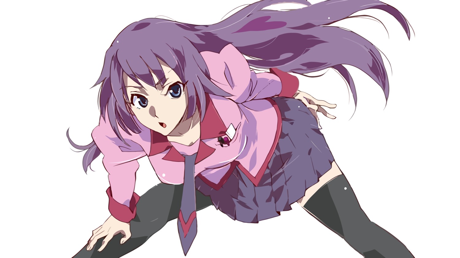 bakemonogatari kobayashi_jin monogatari_(series) seifuku senjougahara_hitagi thighhighs vector_trace