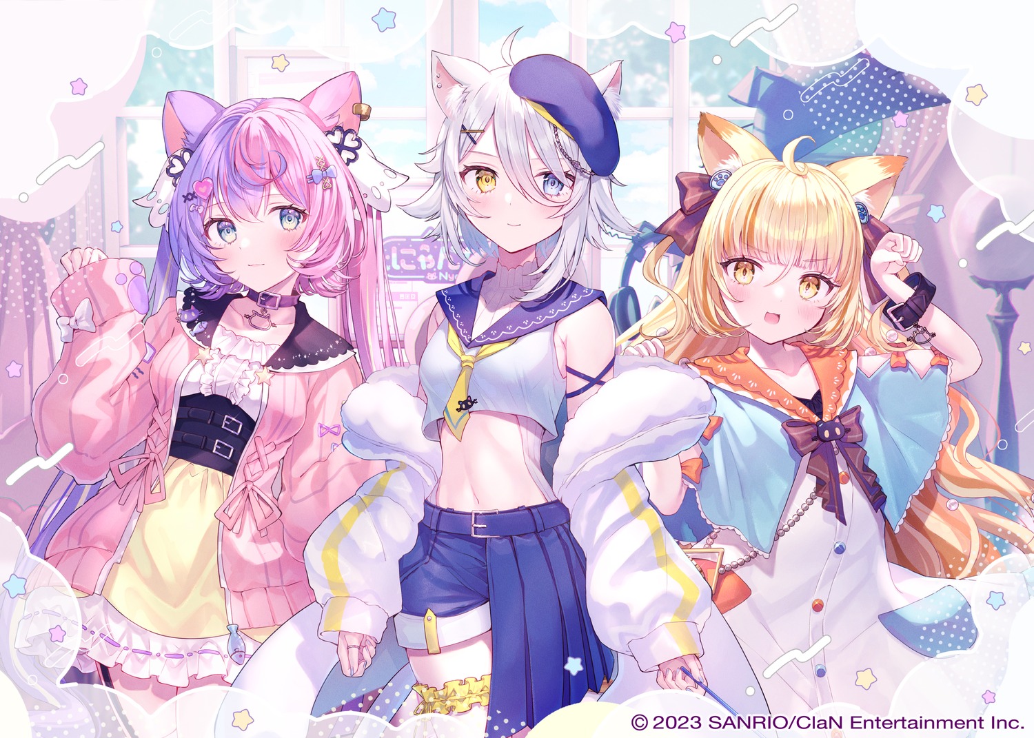 animal_ears dress garter heterochromia nekomimi nyamafuji_anzu nyamamugi_tart nyamashiro_soda nyantasia reekaruru seifuku sweater tail