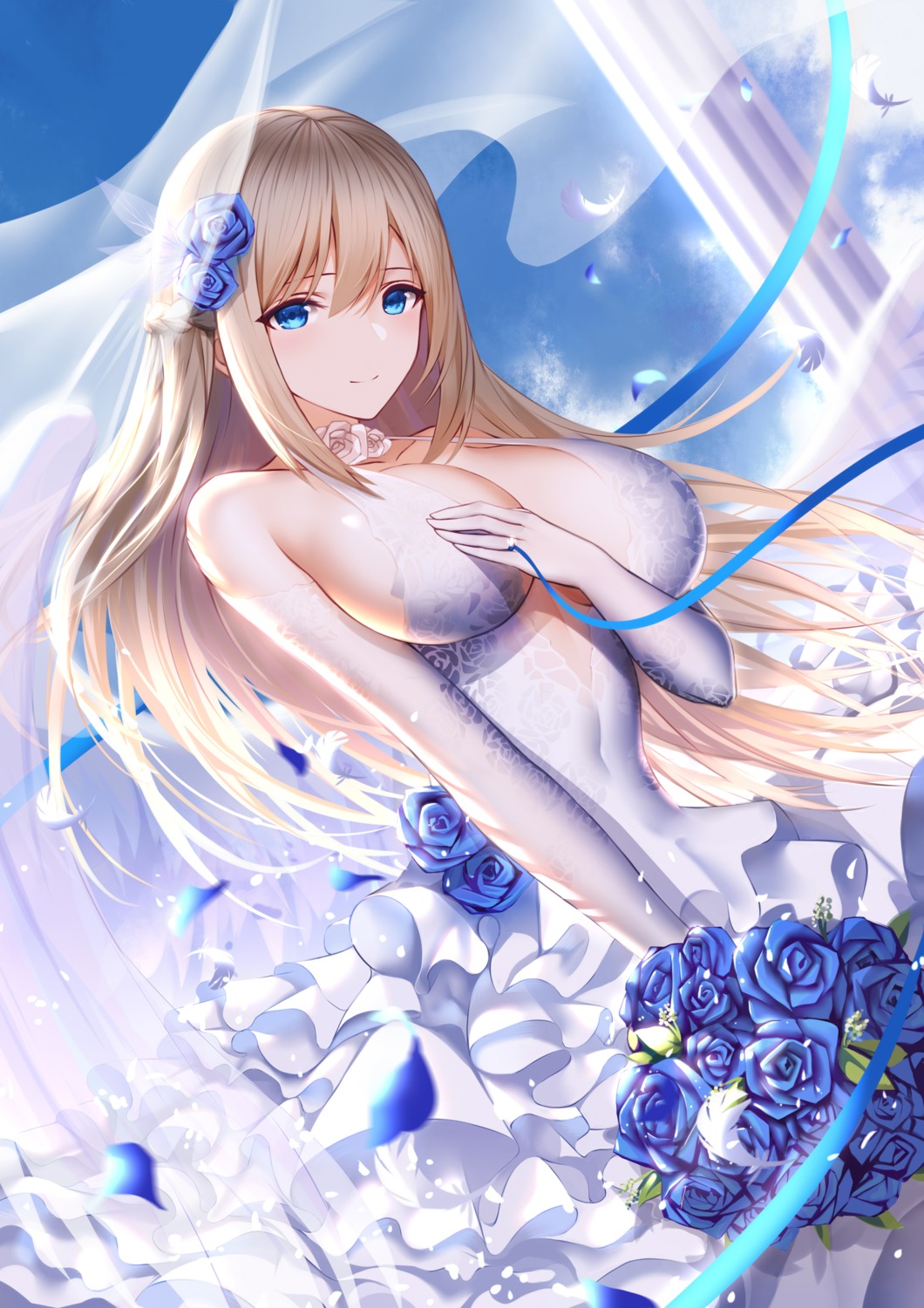 an_yasuri breast_hold dress lexington_(zhanjianshaonv) no_bra wedding_dress zhanjianshaonv
