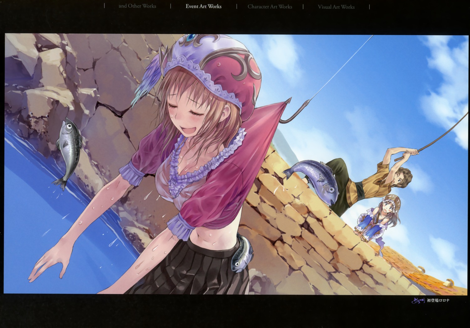 atelier atelier_rorona atelier_totori cleavage guid_helmold kishida_mel rorolina_frixell totooria_helmold wet_clothes