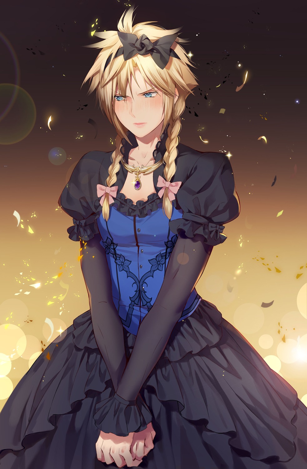 cloud_strife crossdress dress final_fantasy final_fantasy_vii hmniao