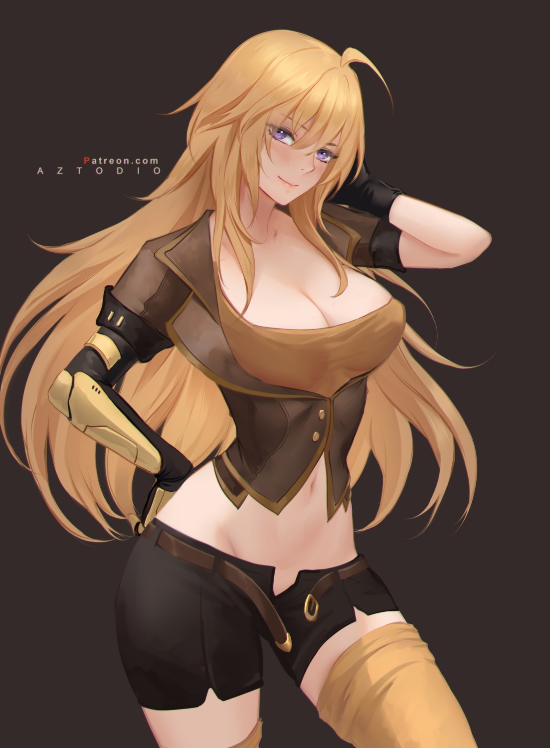 azto_dio mecha_musume rwby thighhighs yang_xiao_long