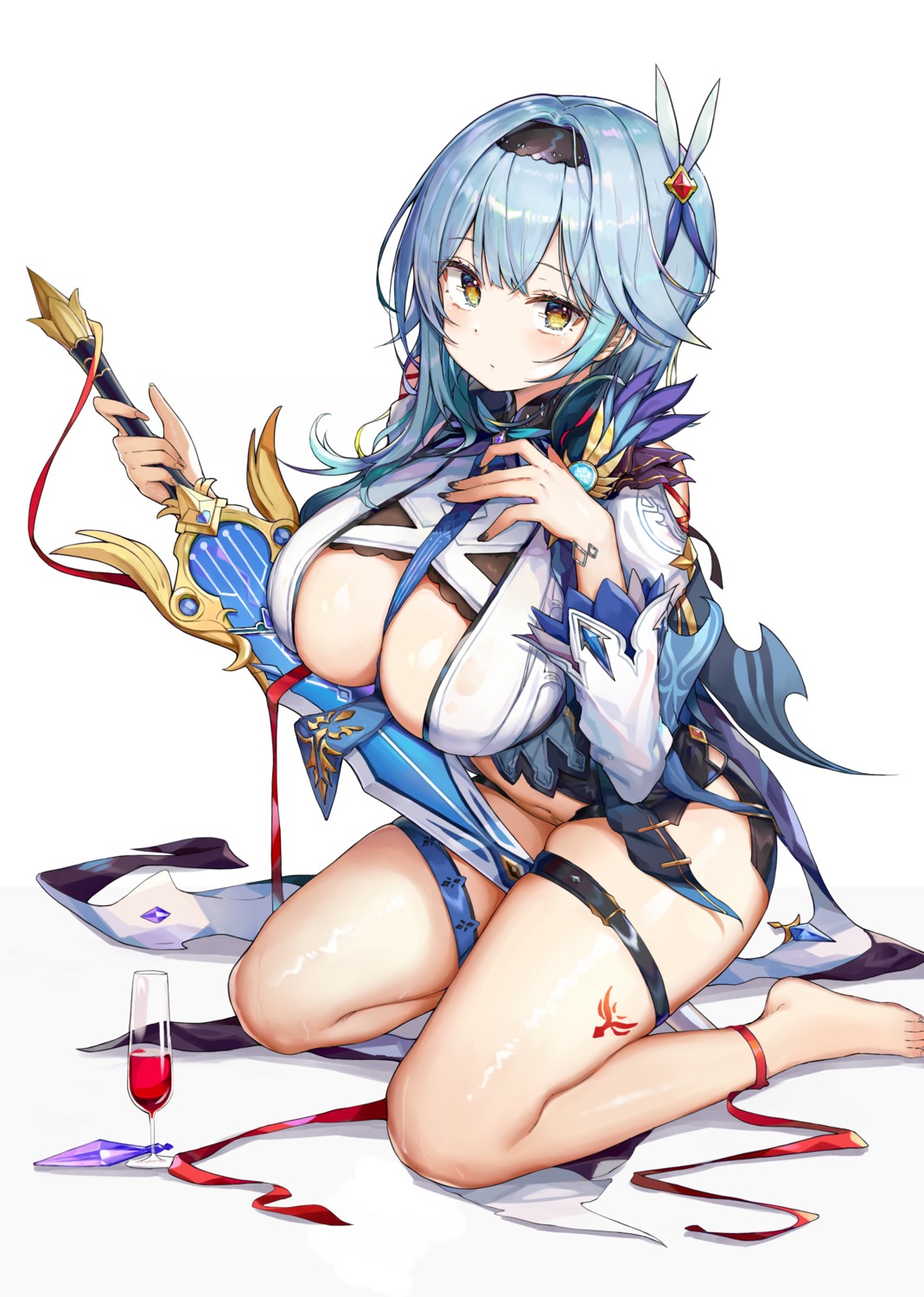 eula garter genshin_impact kiriko_(araragikoyomi) no_bra sword tattoo