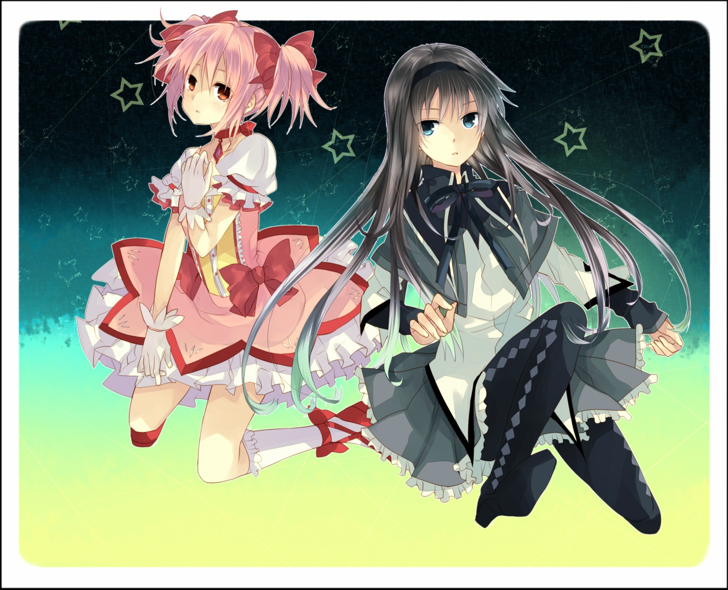 akemi_homura kaname_madoka kinatsu_souju mahou_shoujo_madoka_magica pantyhose