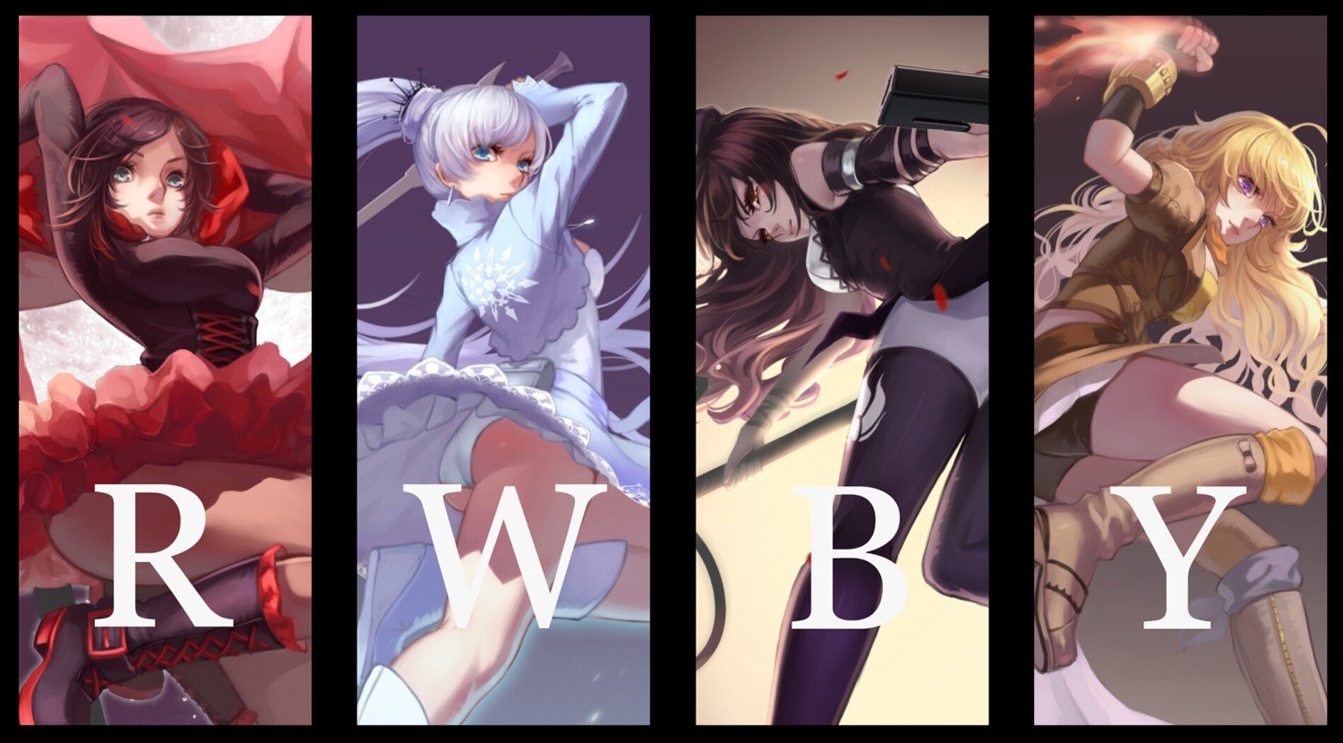 blake_belladonna bojue_yu_yaojing pantsu ruby_rose rwby sword weiss_schnee yang_xiao_long