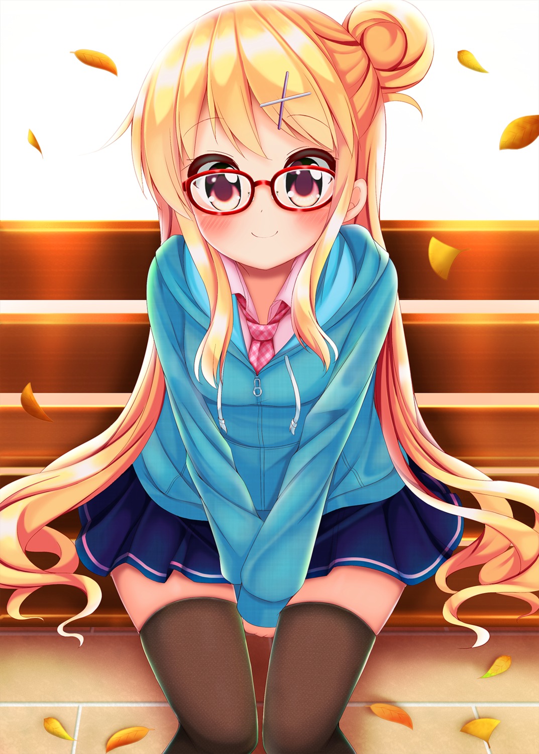 hello!!_kin'iro_mosaic kin'iro_mosaic kujou_karen megane minato_ojitan seifuku thighhighs