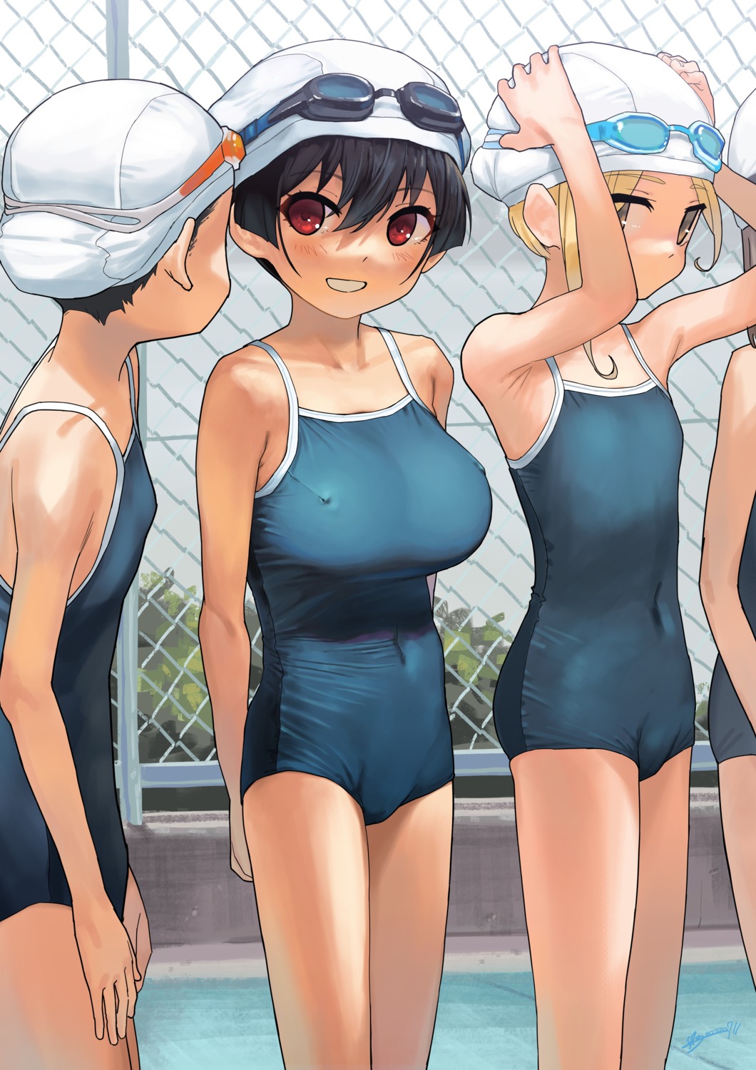 erect_nipples gaki_kyonyuu kaedeko_(kaedelic) loli sasaki_kanna school_swimsuit swimsuits