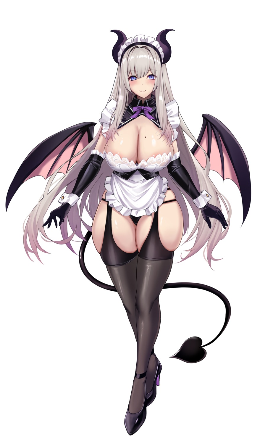 areola devil heels horns maid no_bra pantsu stockings tail thighhighs untsue wings