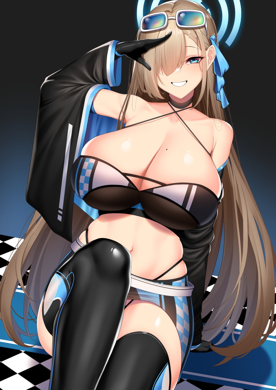 blue_archive chixiao halo ichinose_asuna megane no_bra pantsu thighhighs