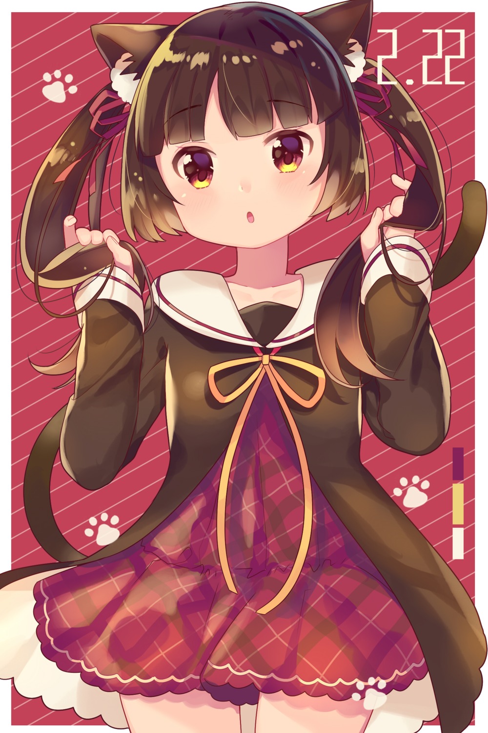 animal_ears ikari nekomimi seifuku tail