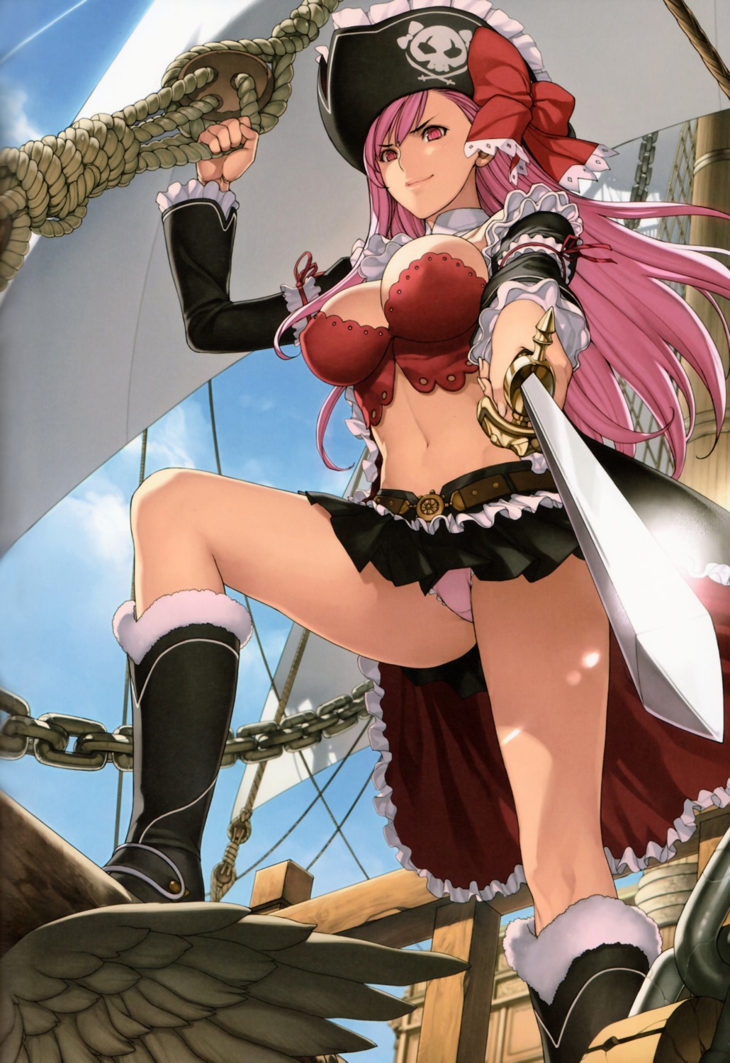 binding_discoloration captain_liliana cleavage oda_non pantsu pirate queen's_blade queen's_blade_rebellion sword