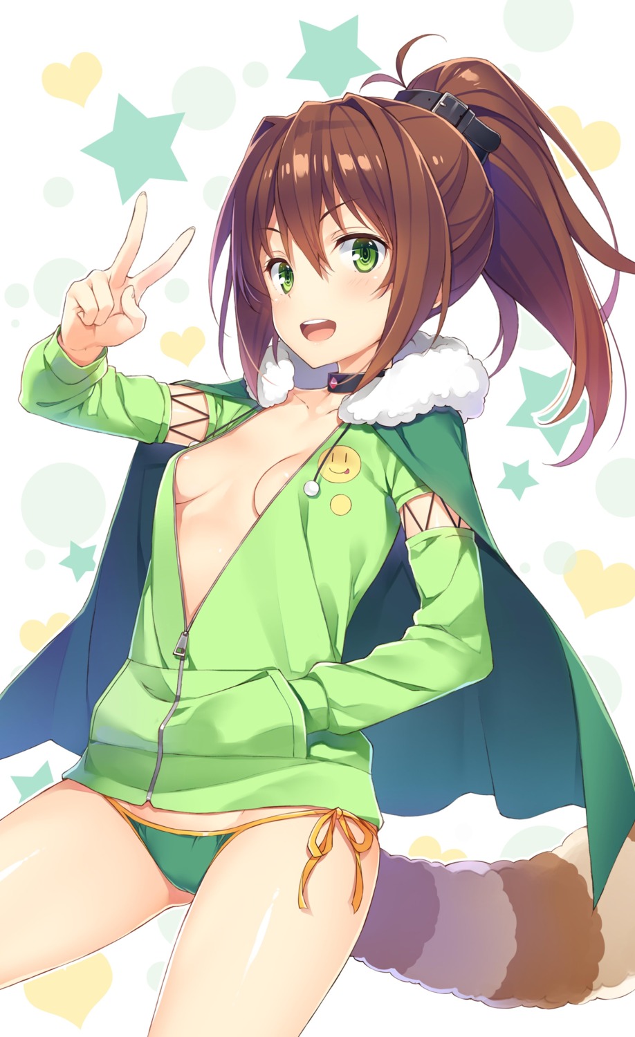 ano_orokamono_ni_mo_kyakkou_wo! cameltoe kono_subarashii_sekai_ni_shukufuku_wo! no_bra open_shirt pantsu rin_(konosuba) string_panties tail yuuki_hagure