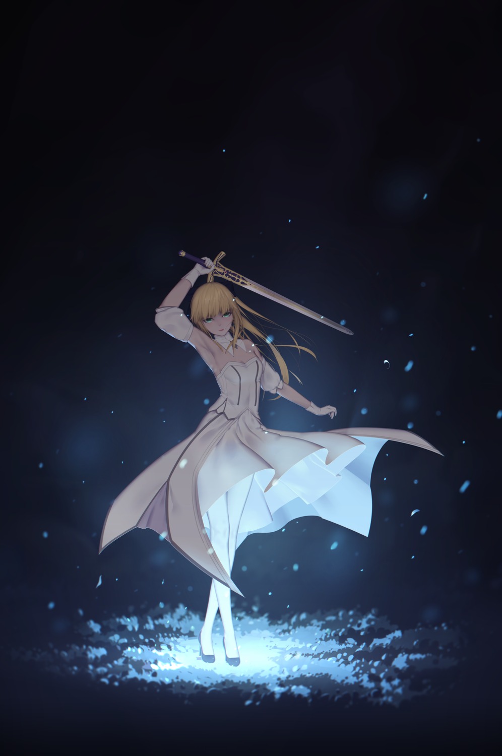 dress fate/stay_night fate/unlimited_codes heels maredoro pantyhose saber saber_lily sword