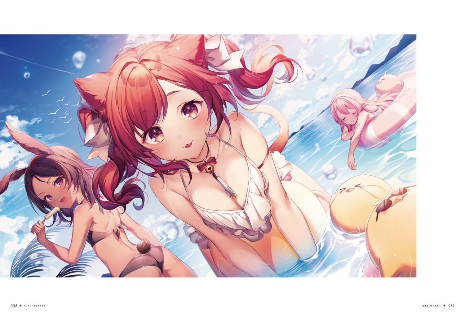 animal_ears azur_lane bikini bunny_ears bunny_girl i-19_(azur_lane) i-25_(azur_lane) i-26_(azur_lane) komeshiro_kasu manjuu_(azur_lane) nekomimi swimsuits tail