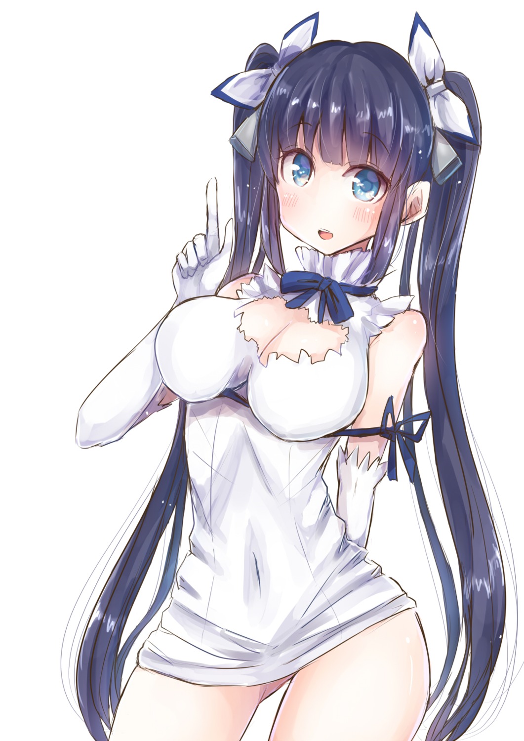 cleavage dress dungeon_ni_deai_wo_motomeru_no_wa_machigatteiru_darou_ka hestia_(danmachi) mochiko_(mocchikkoo)