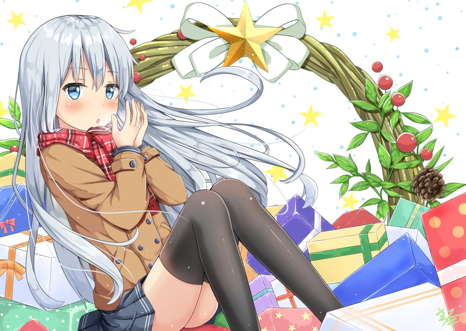 christmas hibiki_(kancolle) kantai_collection seifuku thighhighs