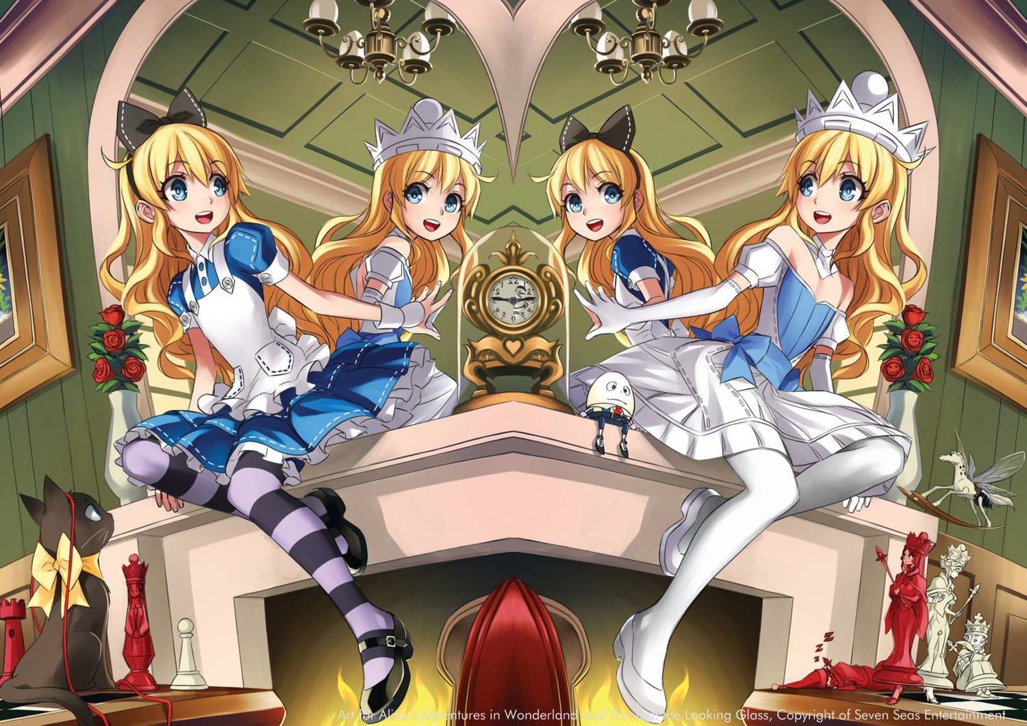 alice alice_in_wonderland dress neko thighhighs through_the_looking_glass