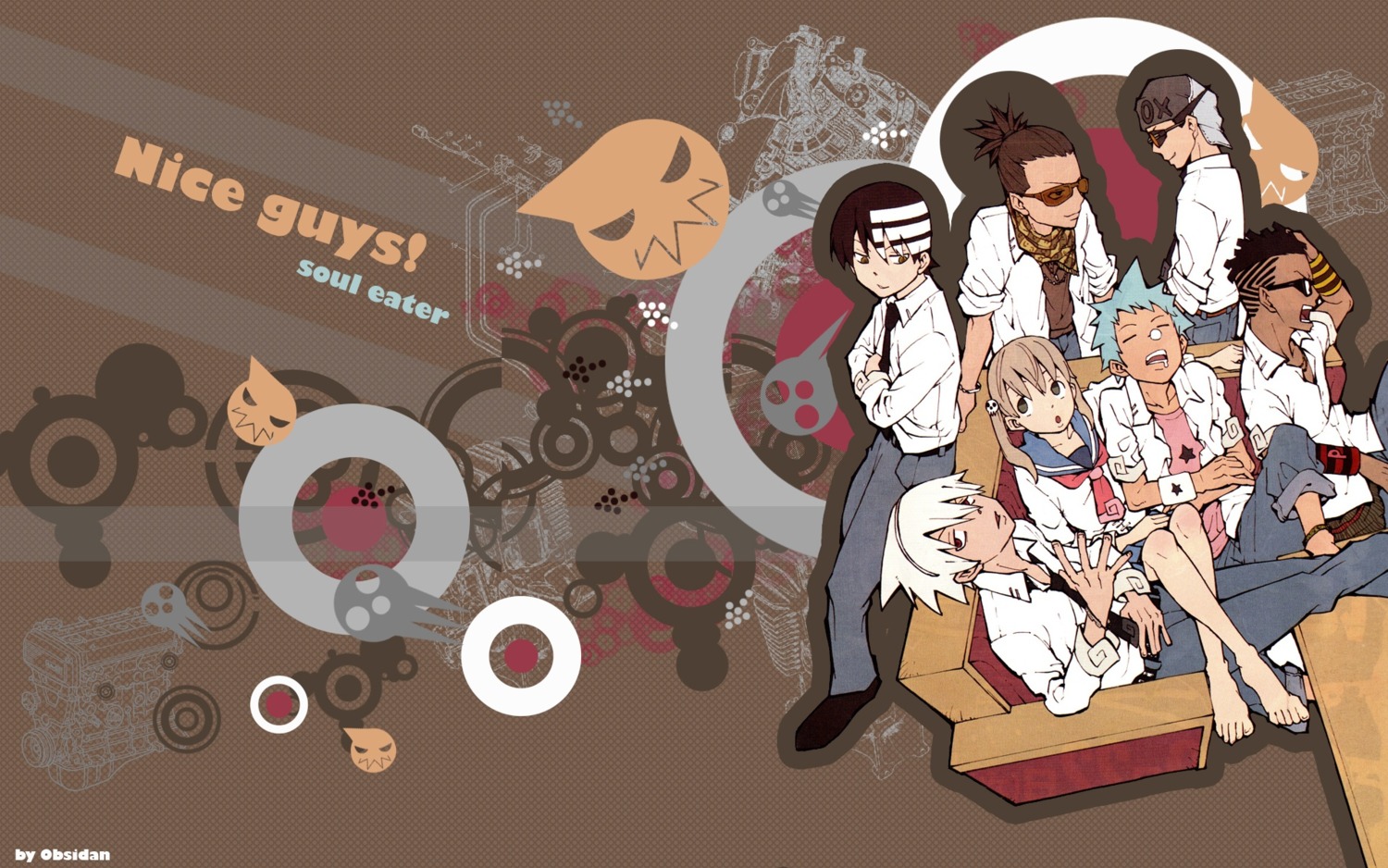 black_star d.eclair_harvar death_the_kid kilik_lunge maka_albarn megane ox_ford soul_eater soul_eater_(character) wallpaper watermark