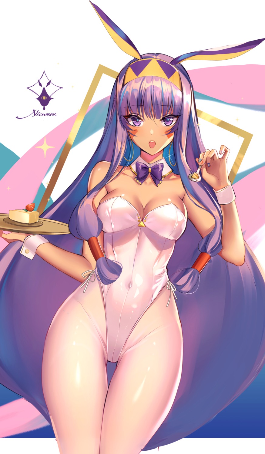 animal_ears artist_revision bunny_ears bunny_girl cleavage fate/grand_order kernel_killer nitocris_(fate/grand_order) pantyhose