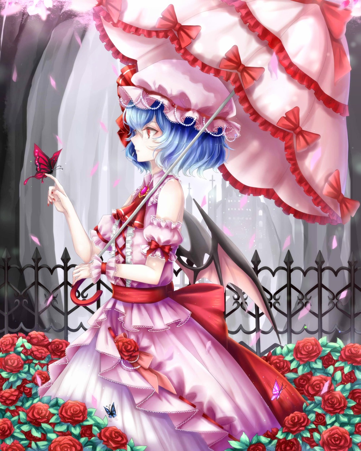 dress remilia_scarlet sheya touhou umbrella wings