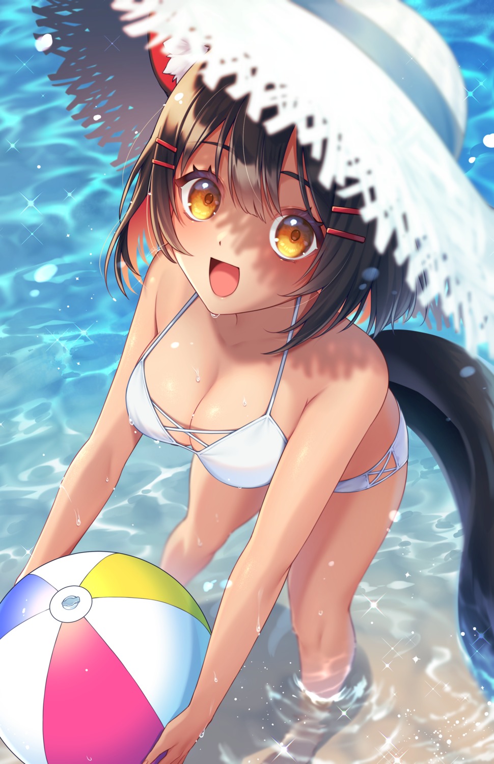 animal_ears bikini nekomimi sakura_chiyo_(konachi000) swimsuits tail wet