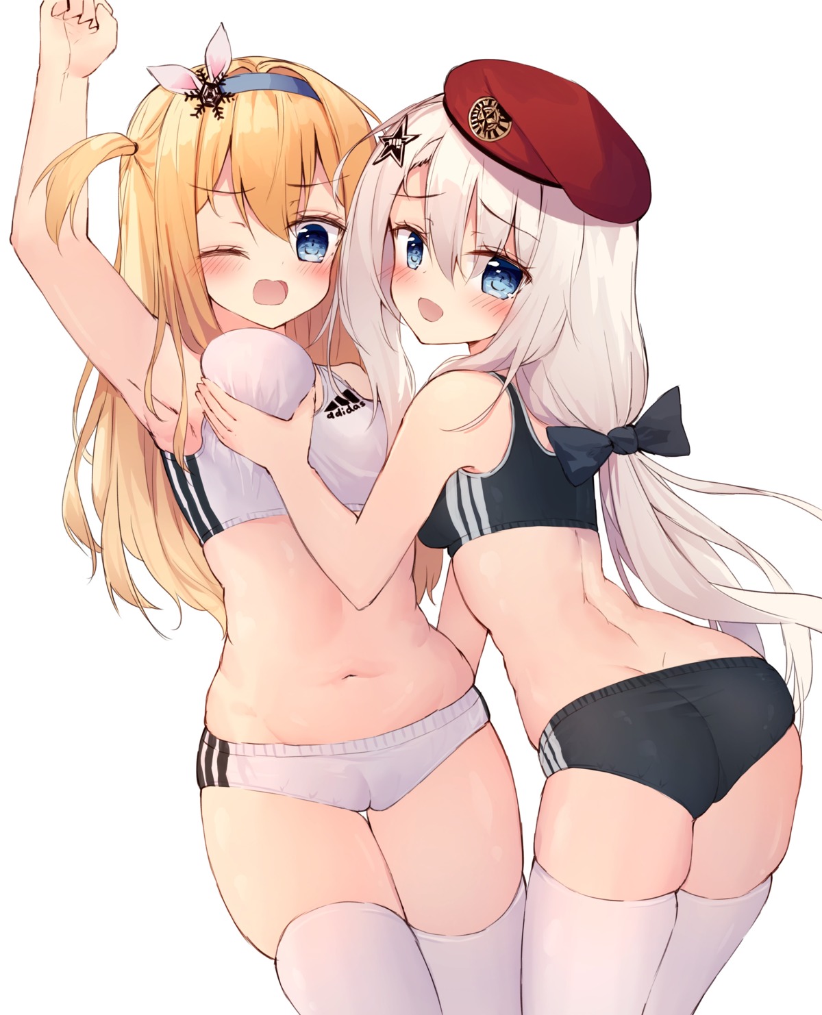 9a-91_(girls_frontline) ass breast_grab buruma cameltoe girls_frontline gym_uniform suomi_kp31_(girls_frontline) tandohark thighhighs yuri