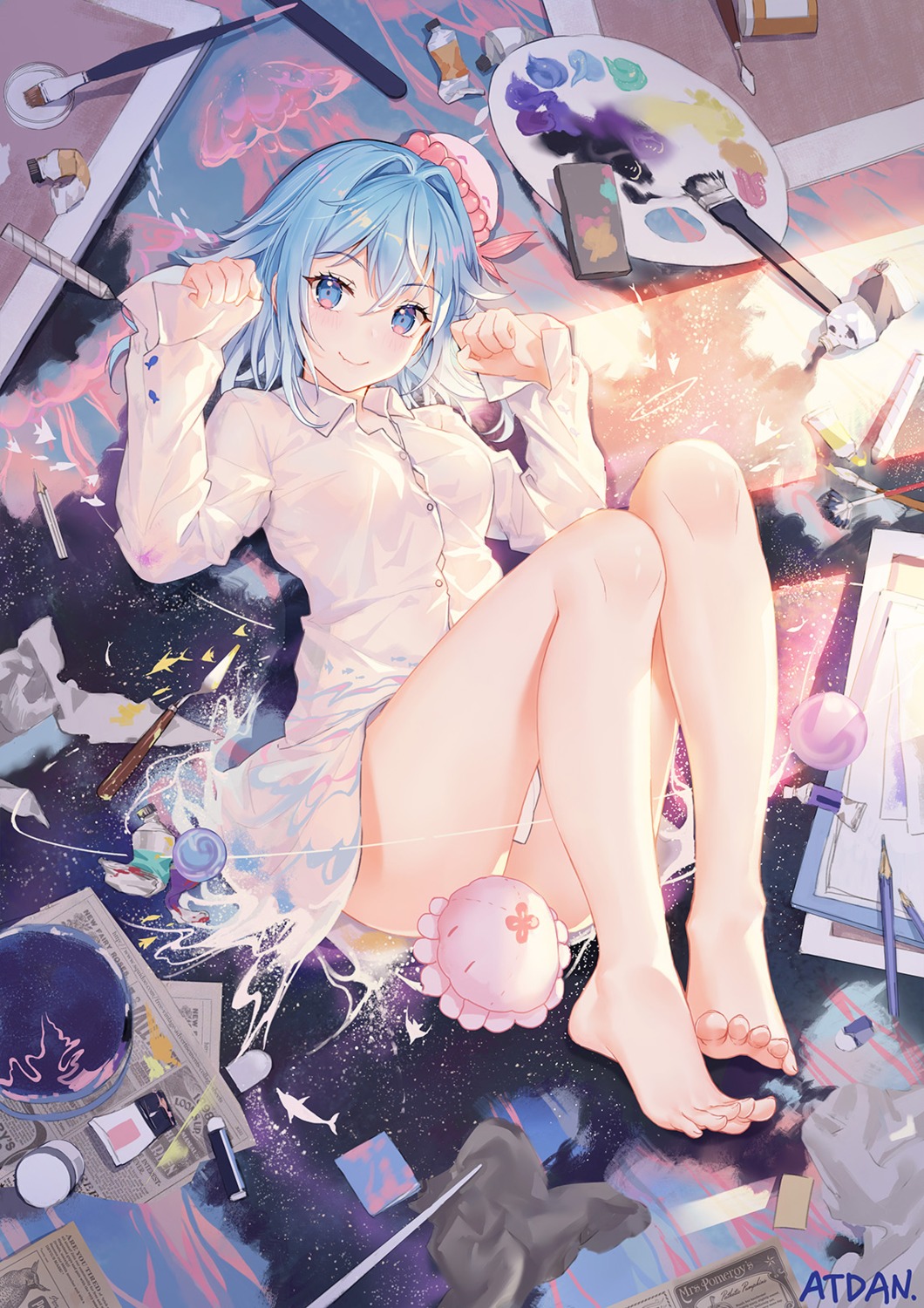 atdan dress_shirt feet haiyi no_bra see_through synthesizer_v