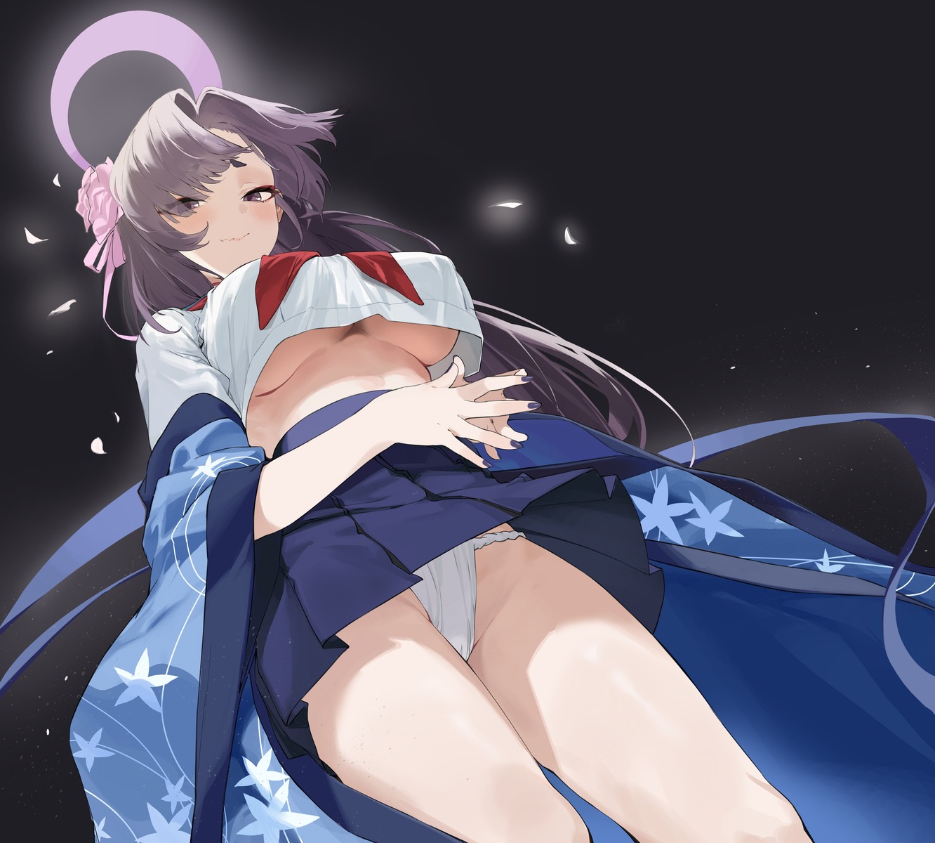 blue_archive fundoshi halo kadenokouji_yukari sadan1317 seifuku underboob