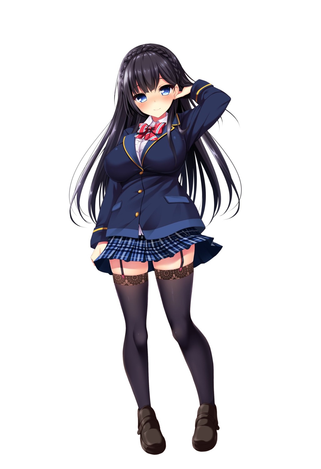 jitaku_studio netarou ootori_chikage real_eroge_situation!_2 seifuku skirt_lift stockings thighhighs