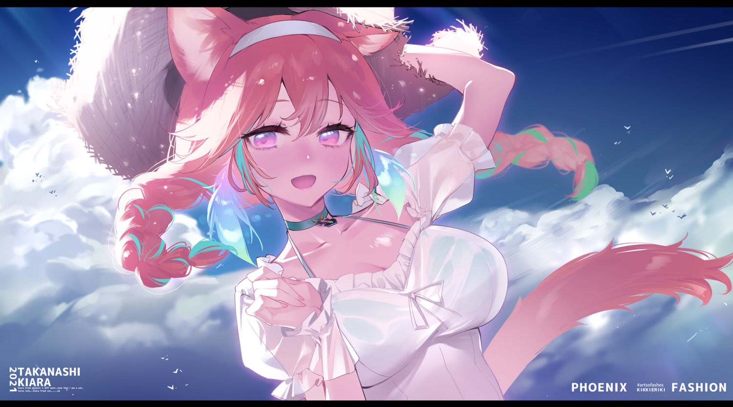 animal_ears bra hololive hololive_english nekomimi see_through tail takanashi_kiara yaguo