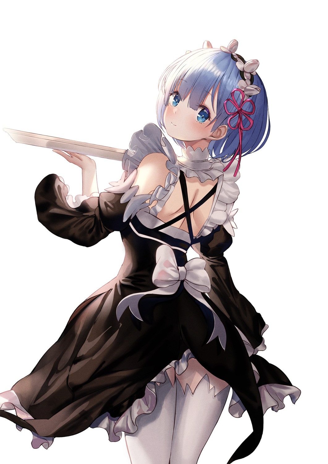 maid re_zero_kara_hajimeru_isekai_seikatsu rem_(re_zero) sseyeng_(mgda7284) thighhighs