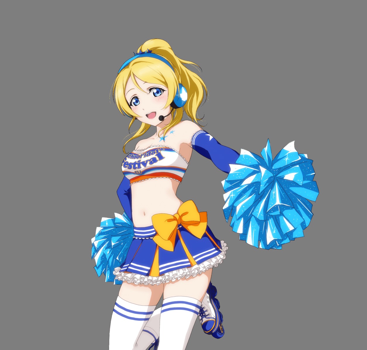 ayase_eli cheerleader headphones love_live! tagme tattoo thighhighs transparent_png