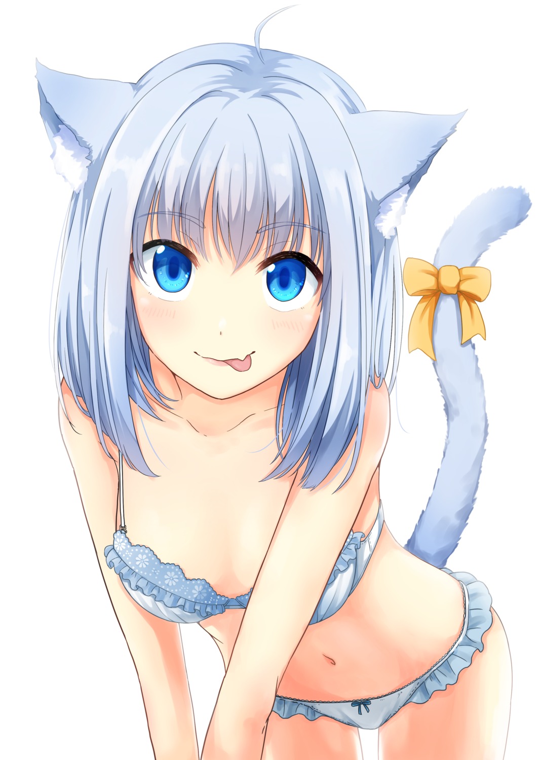 animal_ears bra cleavage nekomimi pantsu tail tsunamayo_(flying_cat)