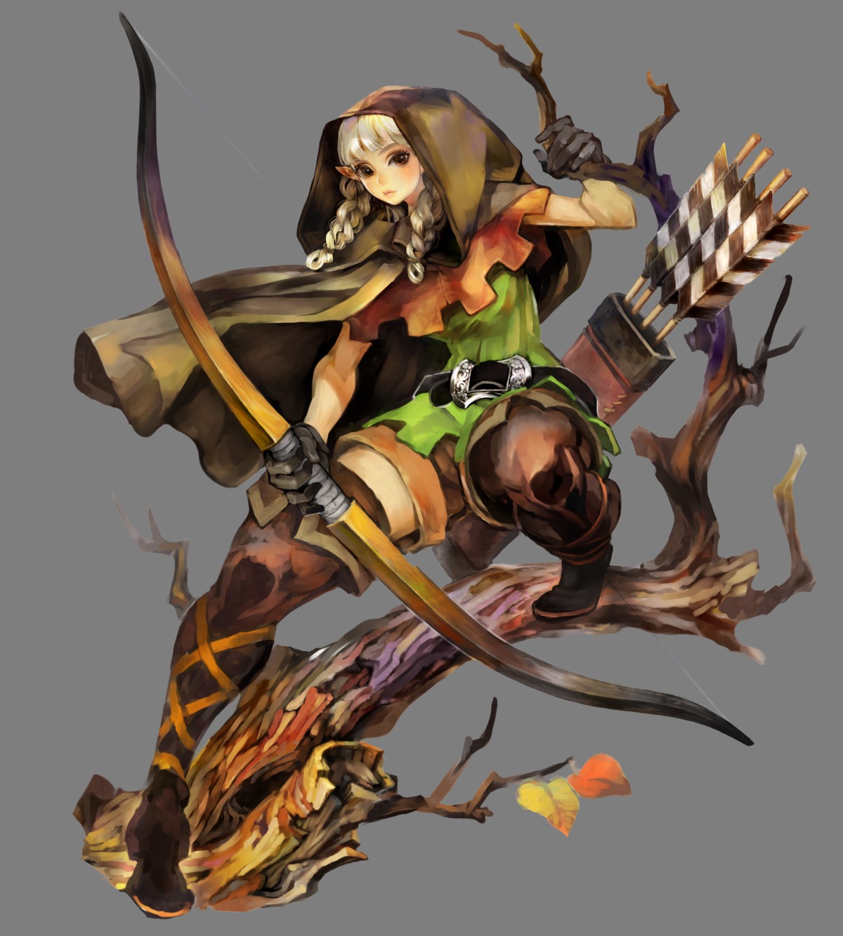 dragon's_crown elf_(dragon's_crown) thighhighs transparent_png weapon