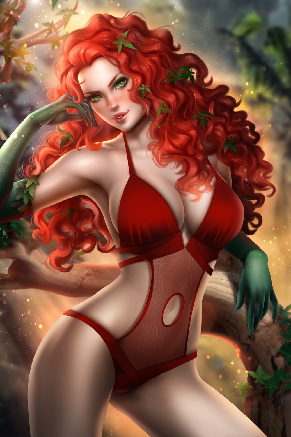 ayyasap dc_comics lingerie poison_ivy see_through