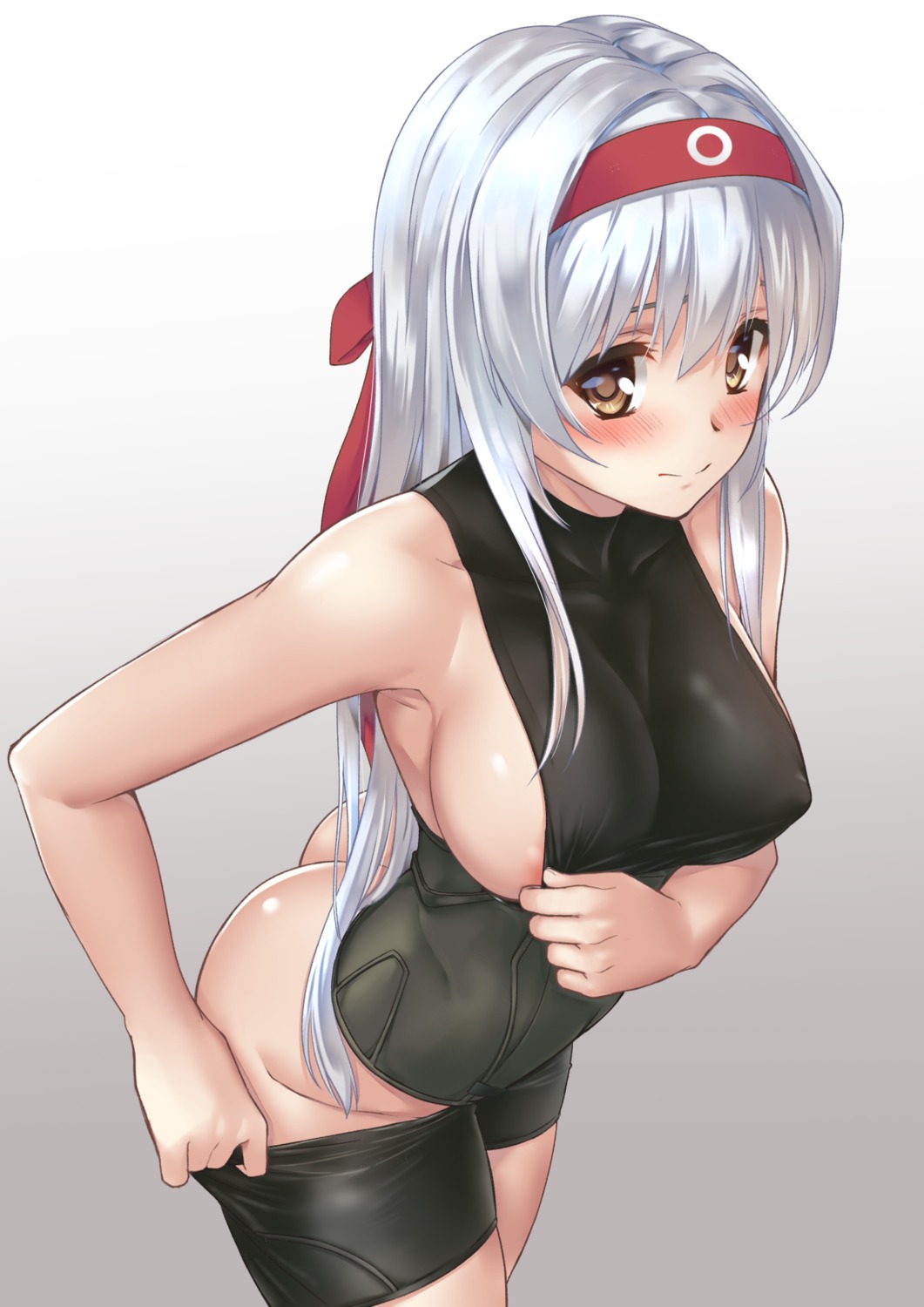 areola bike_shorts erect_nipples ipuu_(el-ane_koubou) kantai_collection no_bra shoukaku_(kancolle) undressing