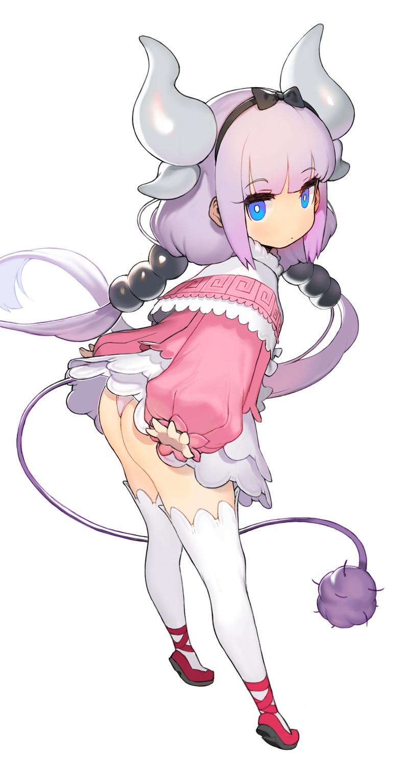 ass horns kanna_kamui kobayashi-san_chi_no_maidragon loli pantsu tail thighhighs uzubilla