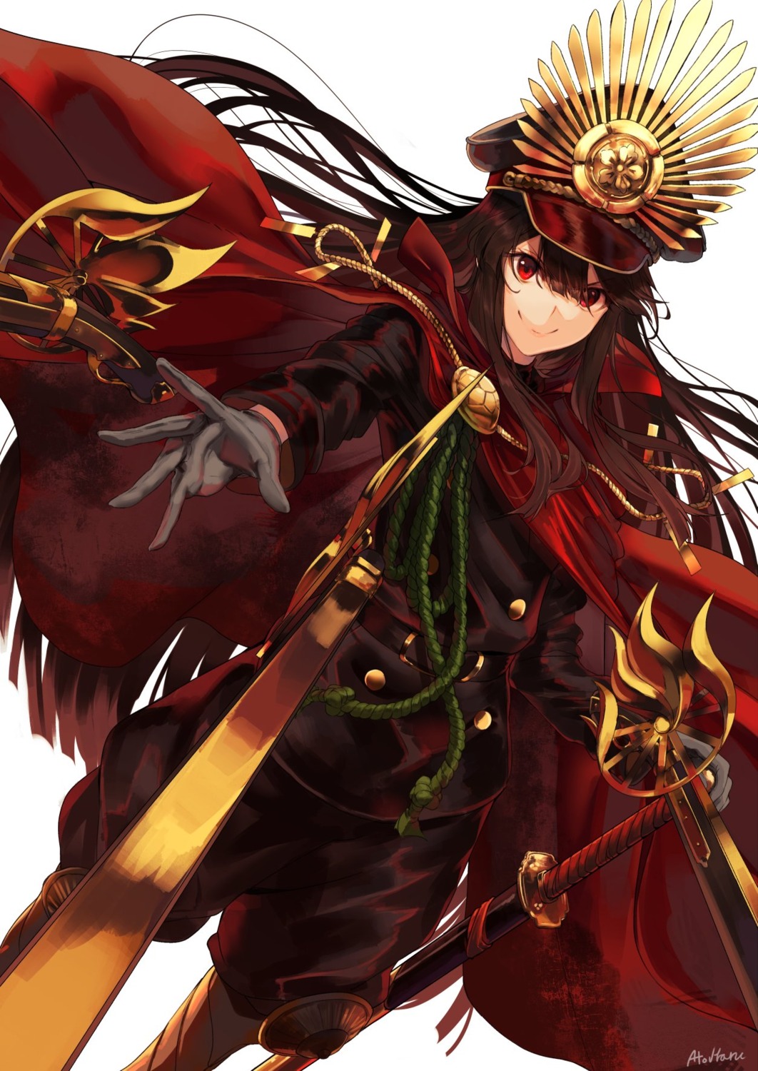 fate/grand_order gun haru_ato oda_nobunaga_(fate) sword uniform