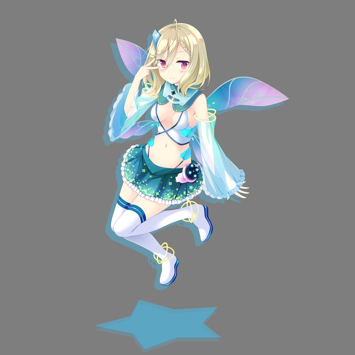 bekotarou cleavage no_bra pulltop pure_song_garden! suzu_(pure_song_garden!) thighhighs transparent_png wings