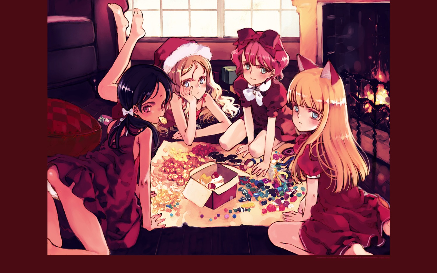 animal_ears aria_vancleef ass charlotte_francia christmas crossover dress ema_(shirotsume_souwa) feet kaya_xavier littlewitch loli nekomimi oyari_ashito pantsu quartett! shirotsume_souwa shoujo_mahou_gaku_little_witch_romanesque wallpaper