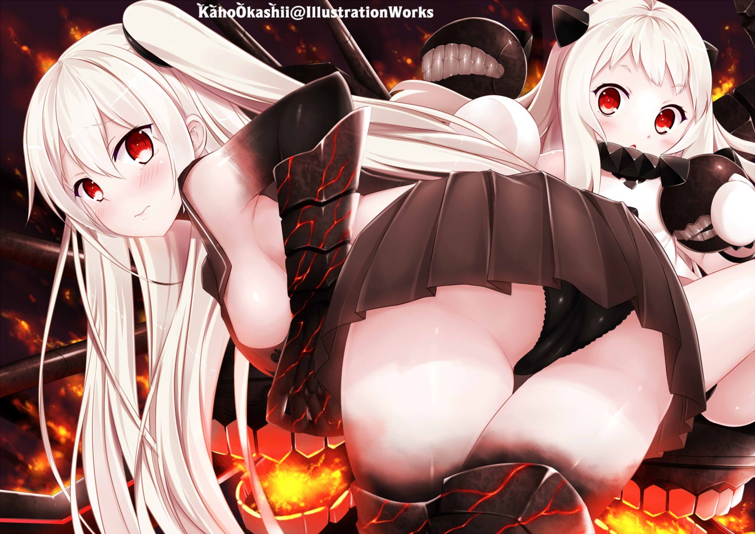 aircraft_carrier_oni ass cameltoe kaho_okashii kantai_collection no_bra northern_ocean_hime pantsu thighhighs underboob